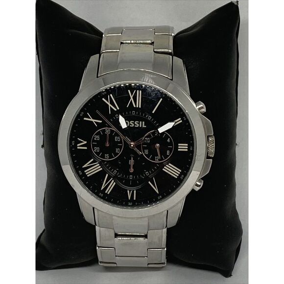 Fossil FS4994 Men's Stainless Steel Analog Black Dial Quartz Genuine Watch ZW114 - Picture 1 of 12